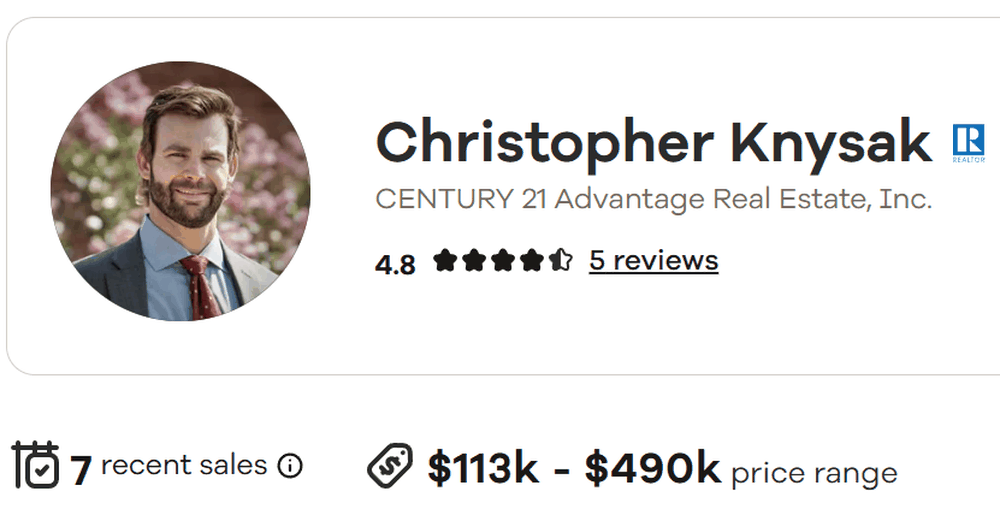 Client reviews and recent sold results